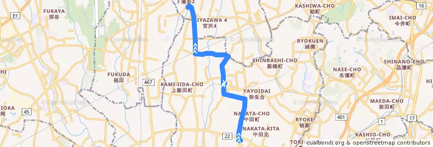 Mapa del recorrido いずみ野12系統 de la línea  en 泉区.