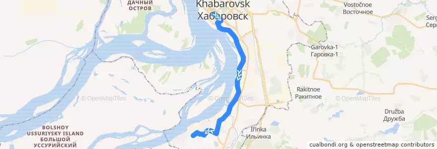 Mapa del recorrido Маршрутное такси 73: Театр драмы - Красная Речка de la línea  en ハバロフスク地区.