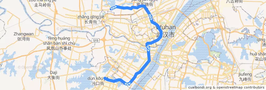 Mapa del recorrido 武汉轨道交通6号线 de la línea  en Ухань.
