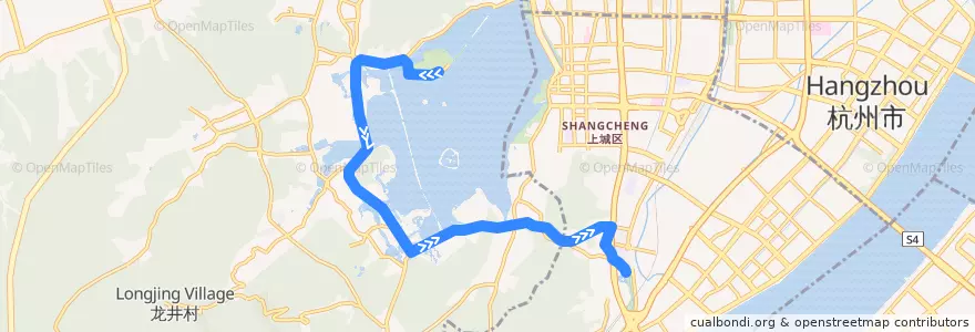 Mapa del recorrido 52路 白堤 -> 凤山门公交站 de la línea  en Hangzhou.