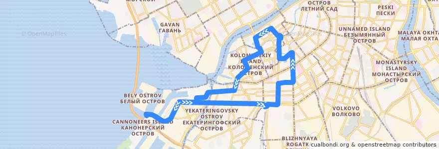 Mapa del recorrido Автобус № 71: Двинская улица => Двинская улица de la línea  en Санкт-Петербург.