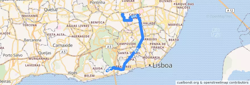 Mapa del recorrido Bus 738: Alto de Santo Amaro → Quinta dos Barros de la línea  en 里斯本.