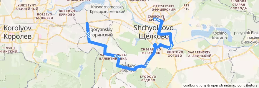 Mapa del recorrido Автобус 24: Щёлково => Загорянский de la línea  en городской округ Щёлково.