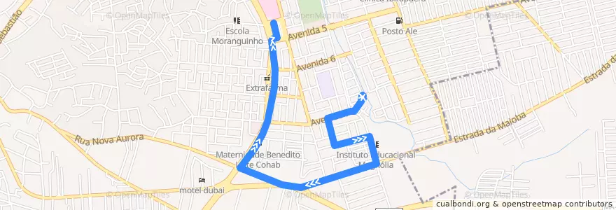 Mapa del recorrido Forquilha / Term. Cohab (Term. Cohab) de la línea  en San Luis.