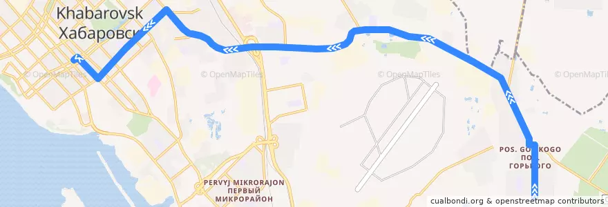 Mapa del recorrido Маршрутное такси 88: СНТ "Черёмушки" - Уссурийский бульвар de la línea  en ハバロフスク地区.