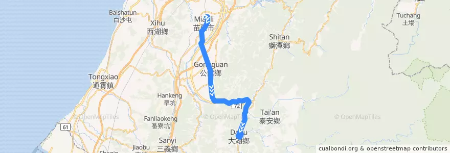 Mapa del recorrido 5656 大湖→苗栗 de la línea  en 苗栗縣.