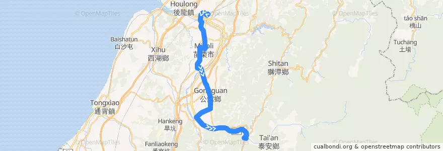 Mapa del recorrido 101B 高鐵苗栗站→雪霸國家公園管理處 de la línea  en 먀오리 현.