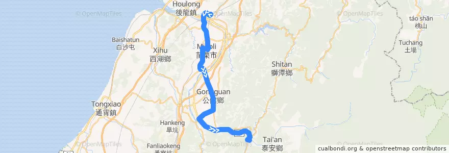Mapa del recorrido 101B 雪霸國家公園管理處→高鐵苗栗站 de la línea  en 苗栗縣.