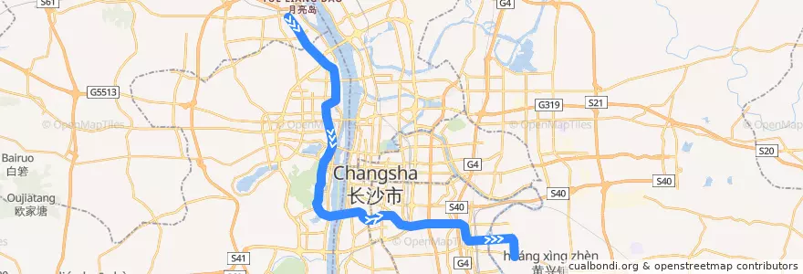 Mapa del recorrido 长沙地铁四号线 de la línea  en 長沙市.