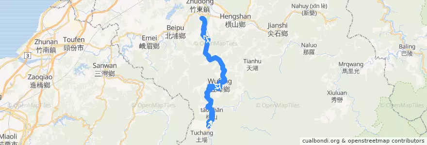 Mapa del recorrido 醫專6號 清泉→竹東 de la línea  en أقليم سين شو.