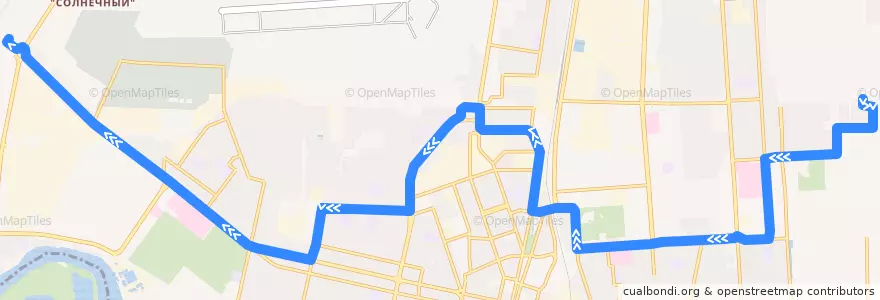 Mapa del recorrido Автобус №4: Микрорайон "Губернский" => гипермаркет "Лента" (ул. Западный Обход) de la línea  en Krasnodar Municipality.