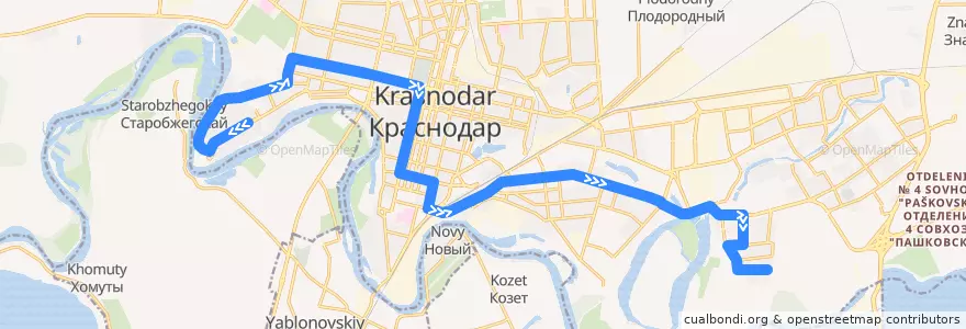 Mapa del recorrido Автобус №28: Юбилейный микрорайон => ул. им. Невкипелого de la línea  en городской округ Краснодар.
