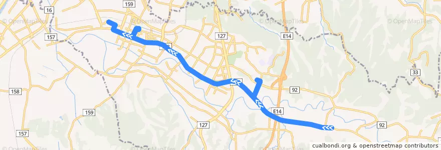 Mapa del recorrido 周西線（上り・イオンタウン君津行） de la línea  en 君津市.