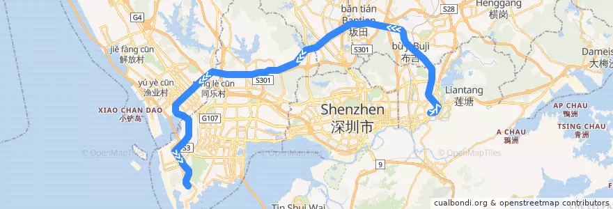Mapa del recorrido 5号线（环中线） de la línea  en Shenzhen.