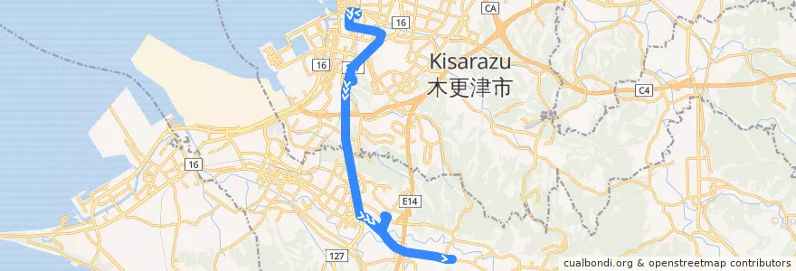 Mapa del recorrido 三島線（下り） de la línea  en 千葉県.