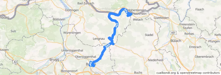 Mapa del recorrido Bus 354: Baden => Kaiserstuhl de la línea  en Argovia.