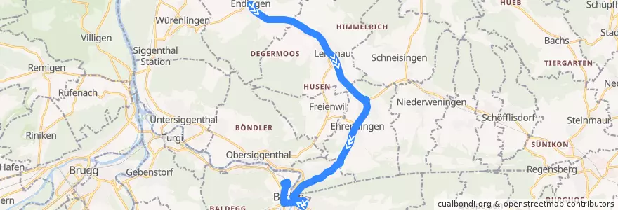 Mapa del recorrido Bus 352: Endingen => Baden de la línea  en Aargau.