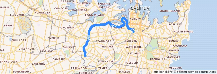Mapa del recorrido Dulwich Hill Line de la línea  en Sydney.