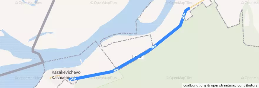 Mapa del recorrido Автобус 107: село Казакевичево - Автовокзал de la línea  en ハバロフスク地区.