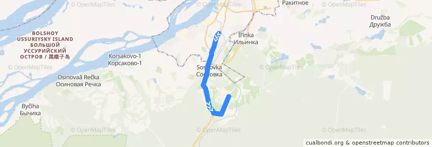 Mapa del recorrido Автобус 110: Химфармзавод - сады "Мукомол" de la línea  en Хабаровский край.