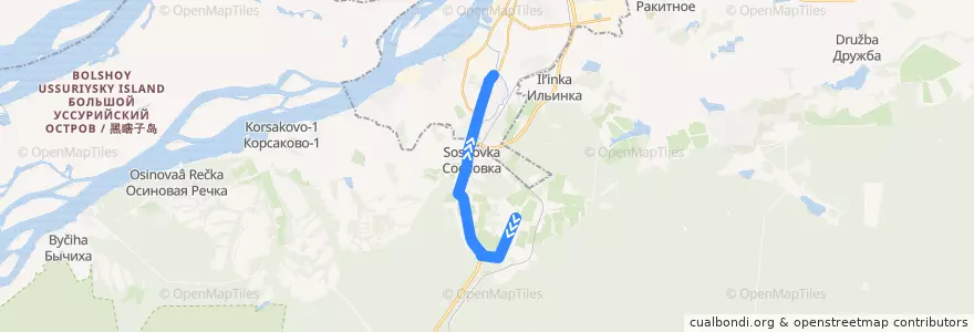 Mapa del recorrido Автобус 110: сады "Мукомол" - Химфармзавод de la línea  en Хабаровский край.