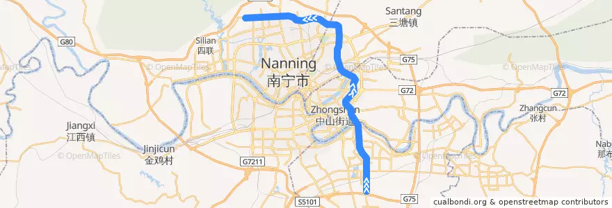 Mapa del recorrido 南宁轨道交通3号线 de la línea  en 南宁市 / Nanning.
