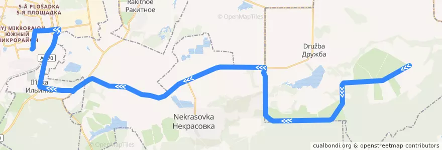 Mapa del recorrido Автобус 103: сады "Ситинское урочище" - Автопарк de la línea  en Rajon Chabarowsk.
