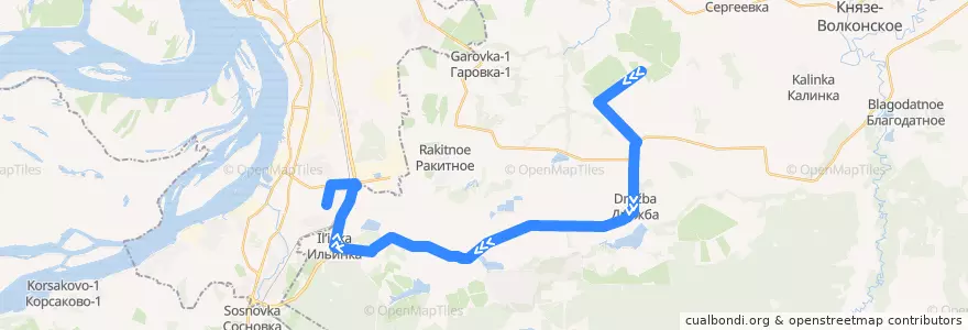 Mapa del recorrido Автобус 120: сады "Ивушка" - Автопарк de la línea  en Хабаровский район.