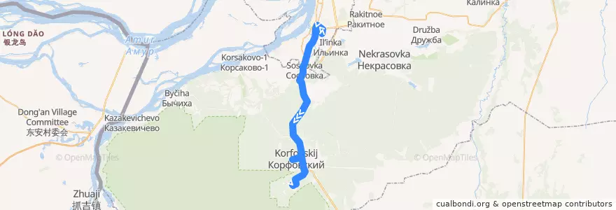 Mapa del recorrido Автобус 109: Индустриальный посёлок - Военный городок de la línea  en Khabarovsk Krai.