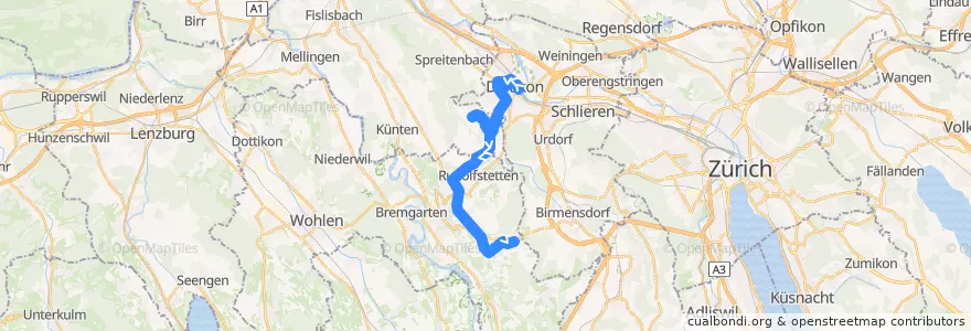 Mapa del recorrido Bus N31: Dietikon => Oberwil-Lieli de la línea  en Швейцария.