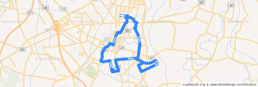 Mapa del recorrido 鶴岡市内廻り1コース de la línea  en 鶴岡市.