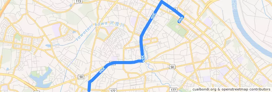 Mapa del recorrido 茨城交通バス20系統 茨大前営業所⇒堀原小⇒赤塚駅 de la línea  en Mito.