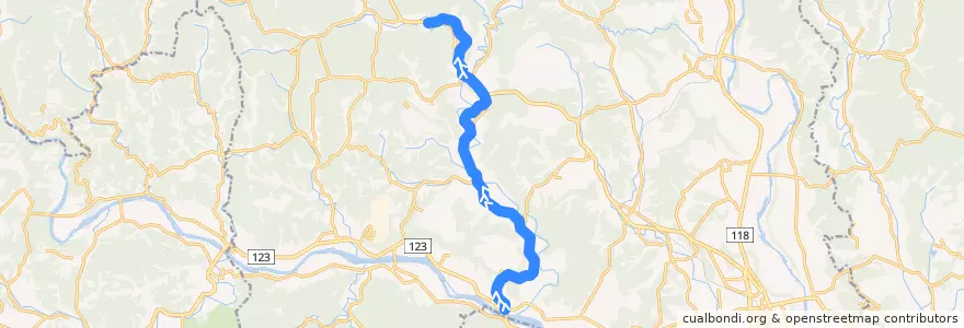 Mapa del recorrido 茨城交通バス 那珂川大橋⇒上小瀬・境橋 de la línea  en 常陸大宮市.