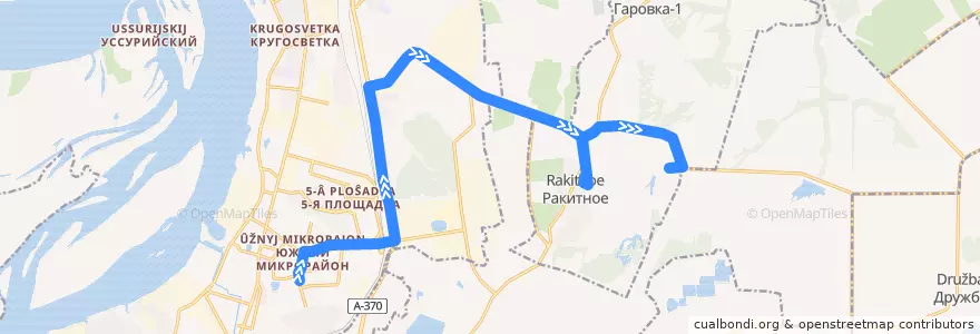 Mapa del recorrido Автобус 124: Индустриальный посёлок - поселок Гаровка 2 de la línea  en Khabarovsk Krai.