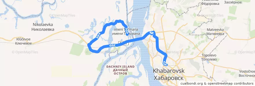 Mapa del recorrido Автобус 152: Железнодорожный вокзал - село Тельмана de la línea  en Far Eastern Federal District.