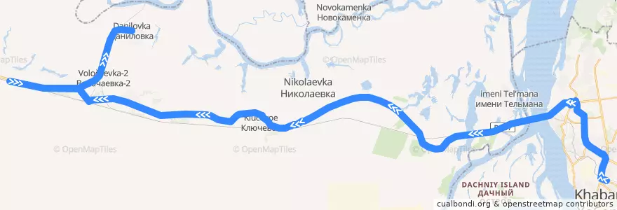 Mapa del recorrido Автобус 154: Железнодорожный вокзал - село Даниловка de la línea  en Smidovichsky District.