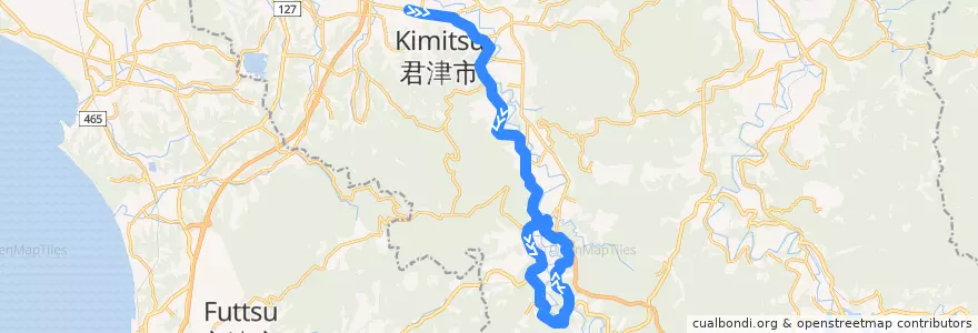 Mapa del recorrido 中島・豊英線（下り6便→上り10便） de la línea  en 君津市.