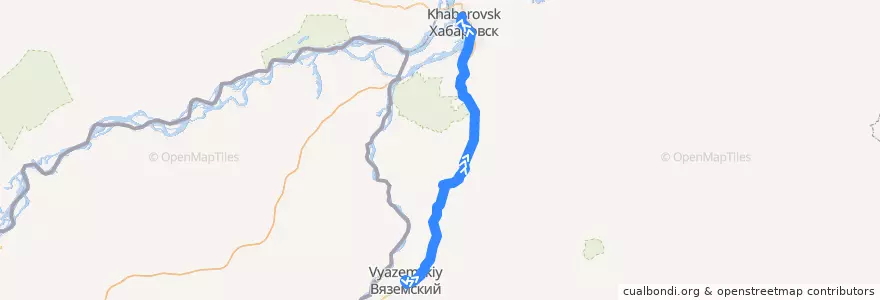 Mapa del recorrido Автобус 202: Вяземский - Автовокзал de la línea  en Territorio di Chabarovsk.