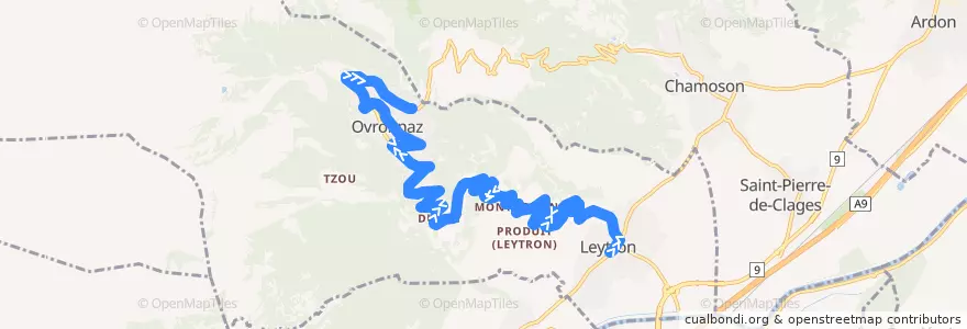 Mapa del recorrido Leytron, anc. poste - Ovronnaz, Plein soleil de la línea  en Leytron.