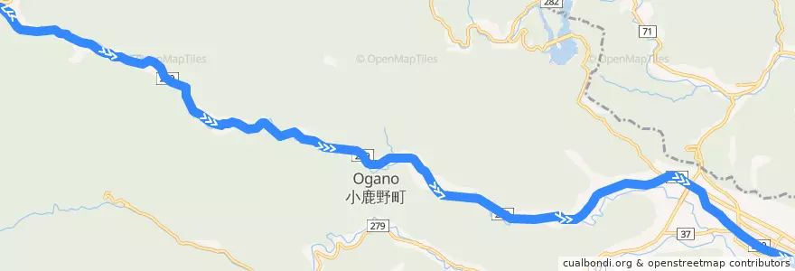 Mapa del recorrido 志賀坂線 de la línea  en 小鹿野町.