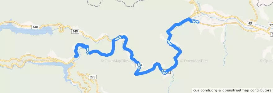Mapa del recorrido 三峰口線 de la línea  en 秩父市.