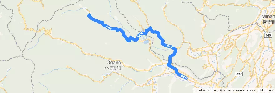 Mapa del recorrido 倉尾線 de la línea  en 사이타마현.