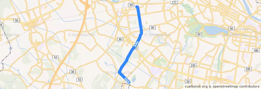 Mapa del recorrido 茨城交通バス 市立競技場⇒赤塚駅南口 de la línea  en Mito.