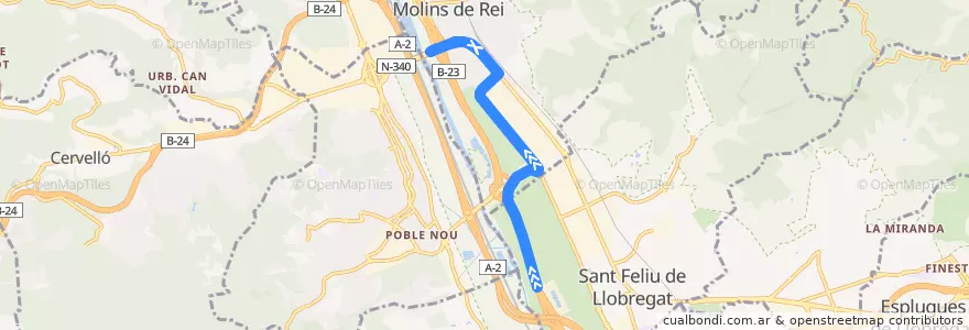 Mapa del recorrido L61A Barcelona - Sant Boi de la línea  en Baix Llobregat.
