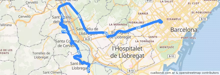Mapa del recorrido L61 Sant Boi - Barcelona de la línea  en Baix Llobregat.