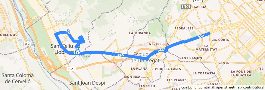 Mapa del recorrido L51 Sant Feliu - Barcelona de la línea  en Barcelona.