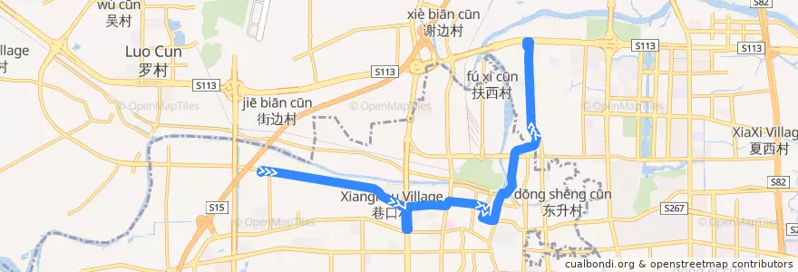 Mapa del recorrido 108路(绿地未来城-俊怡花园) de la línea  en 禅城区 (Chancheng).