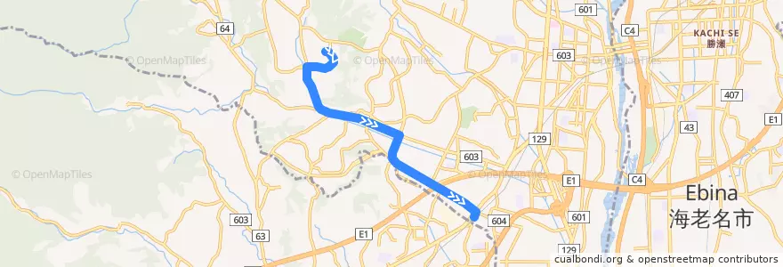 Mapa del recorrido 愛甲19系統 de la línea  en Atsugi.