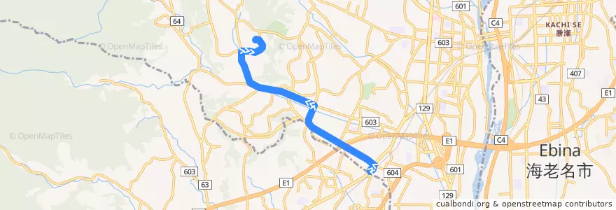 Mapa del recorrido 愛甲19系統 de la línea  en 厚木市.