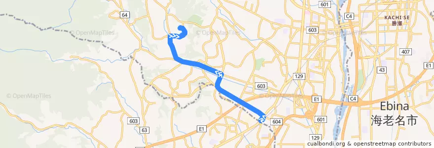 Mapa del recorrido 愛甲21系統 de la línea  en 厚木市.